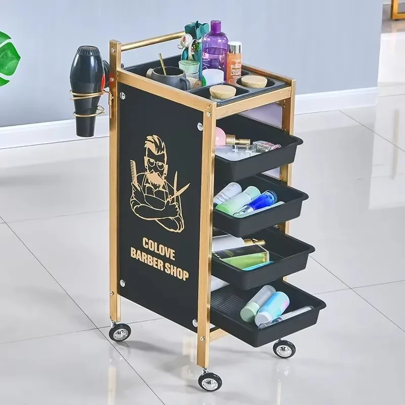 Trolley Cosmetics Hair Extension Portable Cart Iron Auxiliary Salon Professional Aesthetic Carrello Parrucchiere Car Wheels