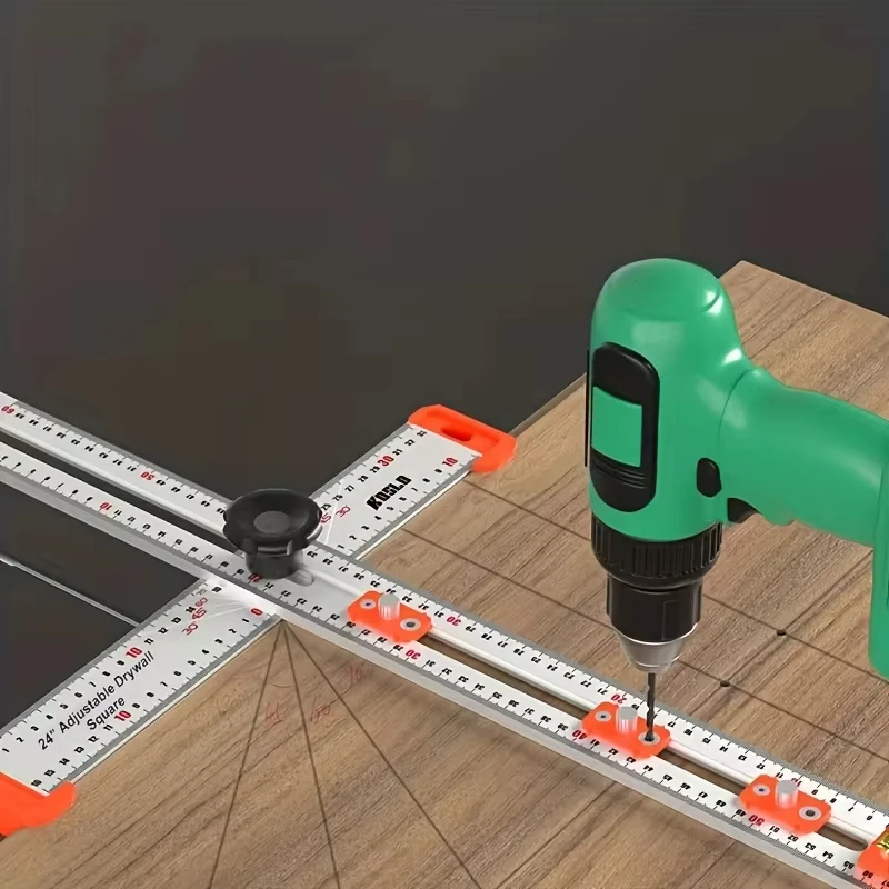 4-in-1-Bohrpositionierungslineal, Mehrwinkel-Mess lineal, t-Quadrat-Lineal Holz bearbeitungs lineal, Schrankloch-Bohr schablone