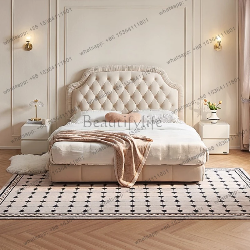 Modern Luxury Flannel Bed 2 People Double Beds Home Bedroom Furniture Bed Bases Frames Queen Beds 150x200 180x200 Cm Frame