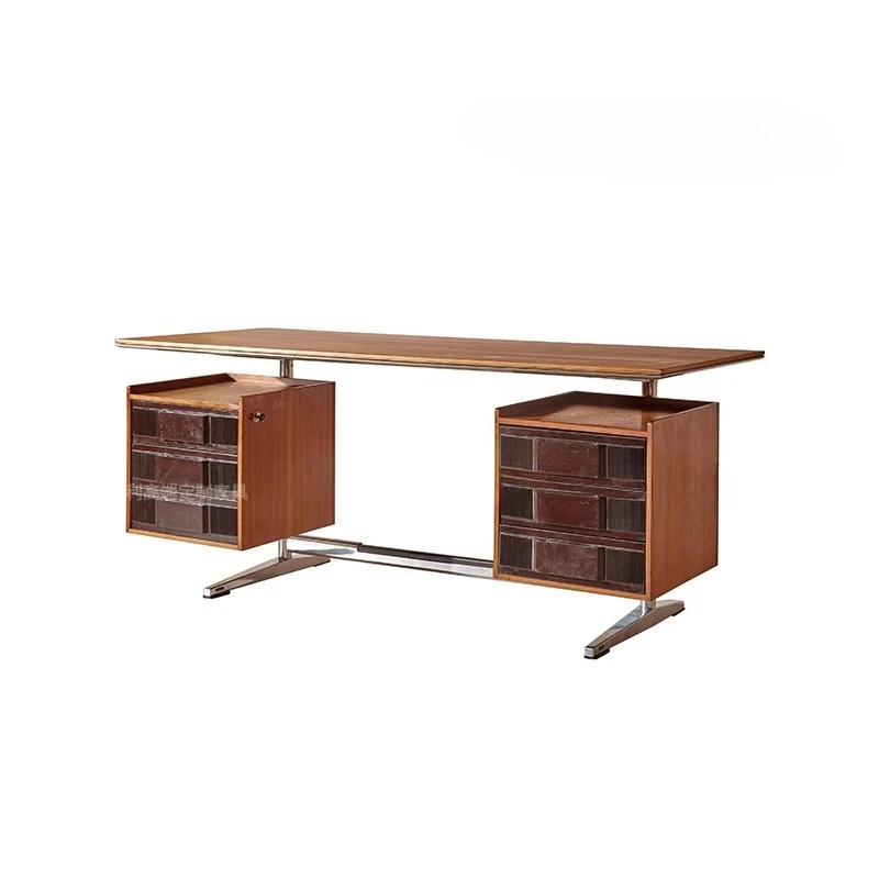 

Антикварный стол Bauhaus, компьютерный стол из массива дерева в скандинавском стиле, плавающий стол из нержавеющей стали