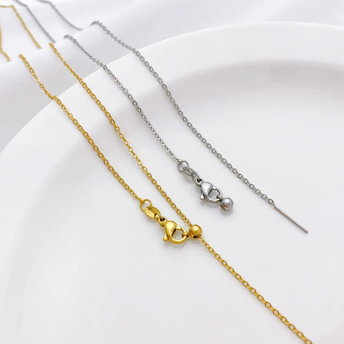 Titanium Steel Non Tarnish Adjustable O Box Chain With Threading Needle For Beading DIY Necklace Jewelry Making Supplies