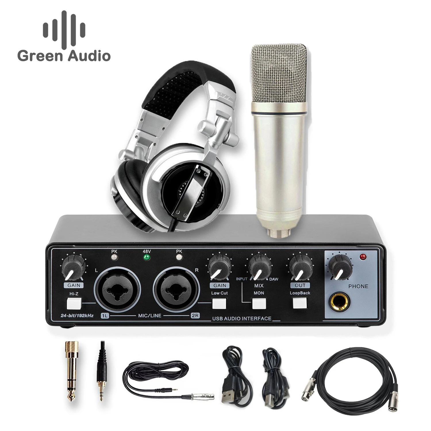

GAX-MD22P Condenser Mic and 2input USB Sound Card Interface a Podcast and Field Record Audio Mixer for Studio and Live Broadcast