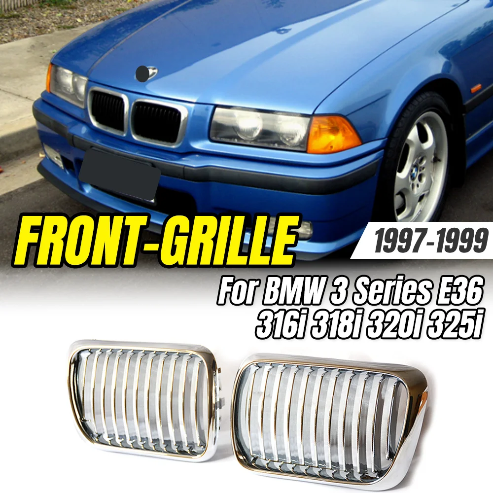 

For BMW 3 Series E36 316i 318i 320i 325i 1997-1999 2x Double Line Style Car Front Racing Kindey Grilles,Car Styling Upgrade.