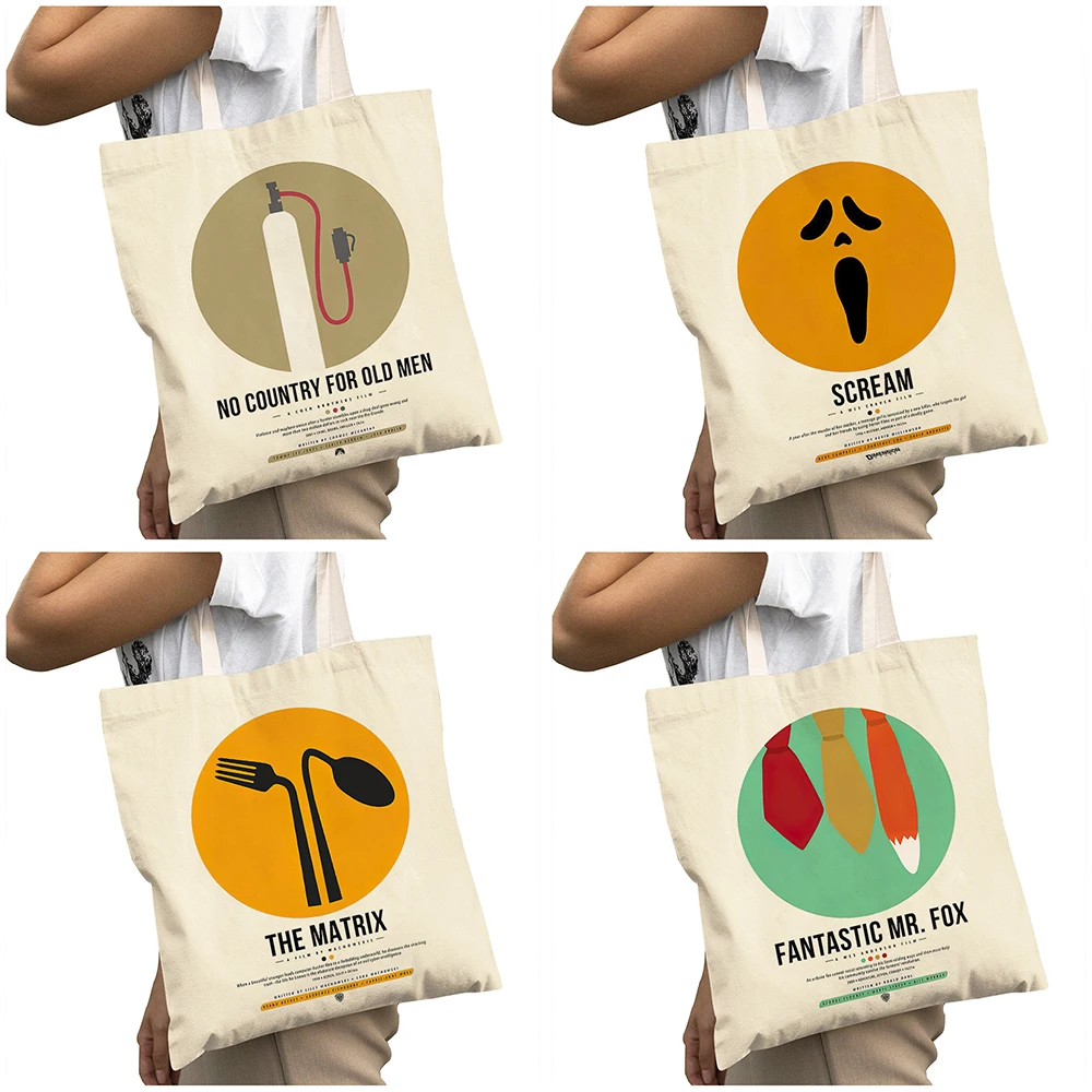 حقائب تسوق نسائية ذات سعة كبيرة وبسيطة من الفيلم الجمالي بطباعة مزدوجة للاستخدام اليومي حقيبة كتف للسيدات حقيبة للمتسوقين