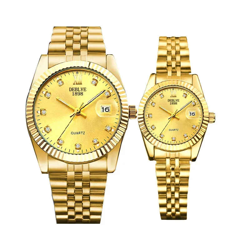Solid Strap Watch Fashion Classic All-in-one Men's Watches Calendar Steel Strap Couple's Watch Diamond Women's Watch