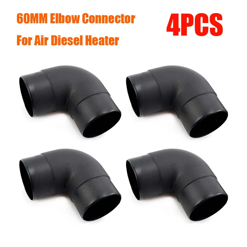 4PCS Air Vent Outlet Diesel Heater L - 60MM Piece Elbow Bend Ducting Pipe Exhaust Connector For Car Truck Camper B