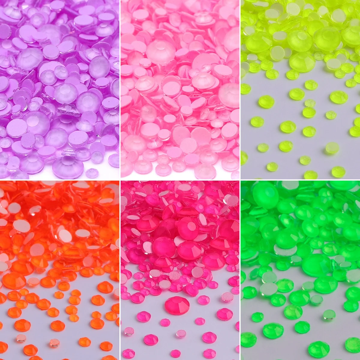 1440Pcs SS6-SS30 Mix Size Glass Flat Back Neon Rhinestone Glitter Round Diamond Non Hotfix Glue on Rhinestones for DIY Nail Art