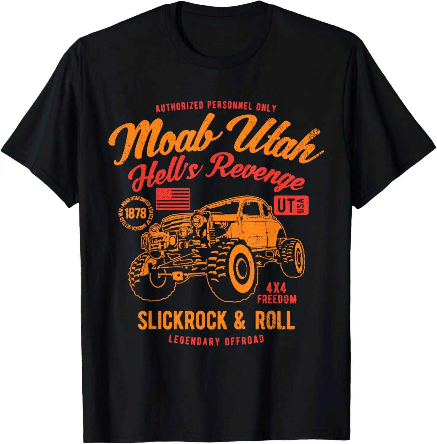 

Moab Utah Hells Revenge 4x4 Vintage Distressed Style Design T-Shirt
