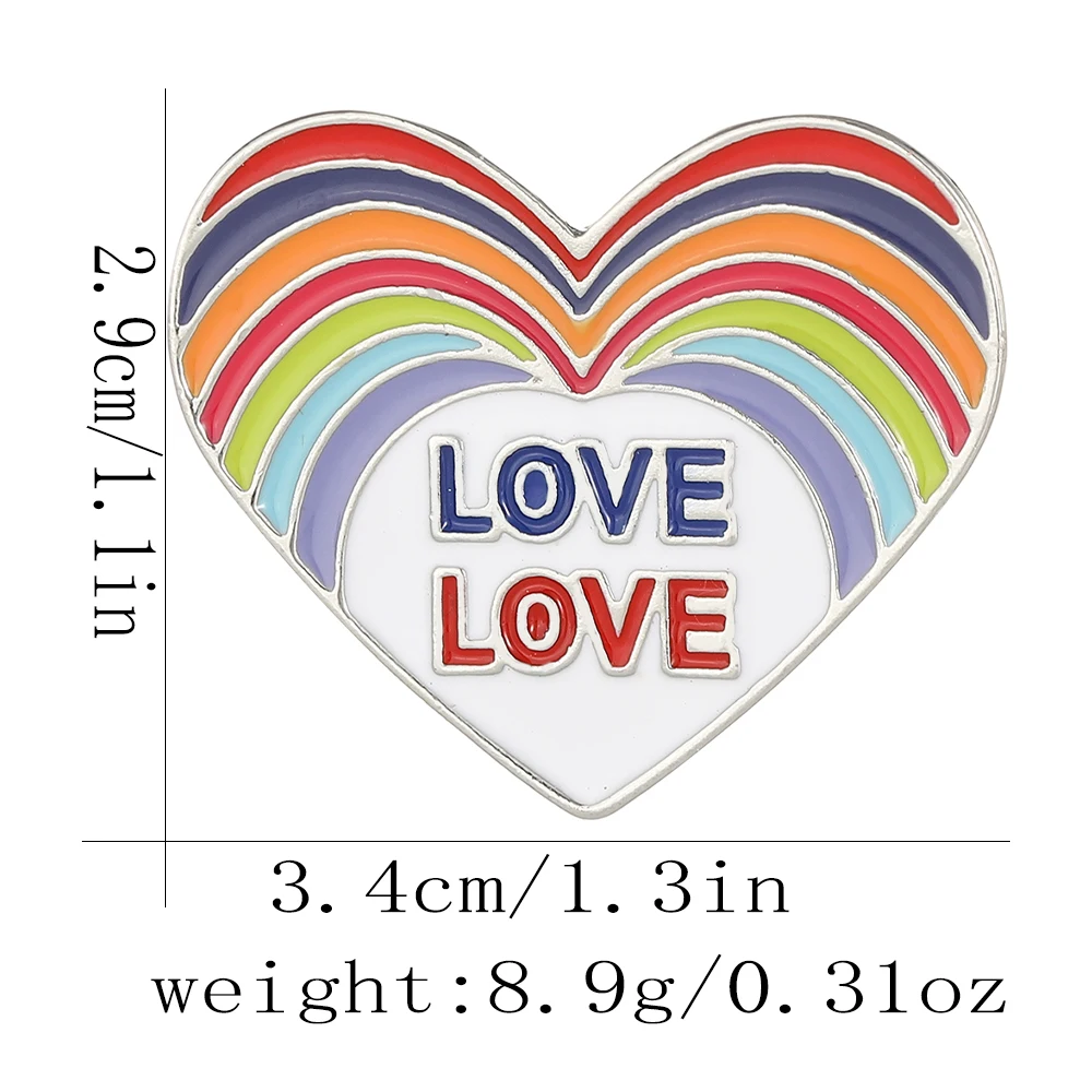 عشاق رومانسية قوس قزح الحب تصميم القلب المينا دبابيس عيد الحب LGBTQ زوجين دبابيس