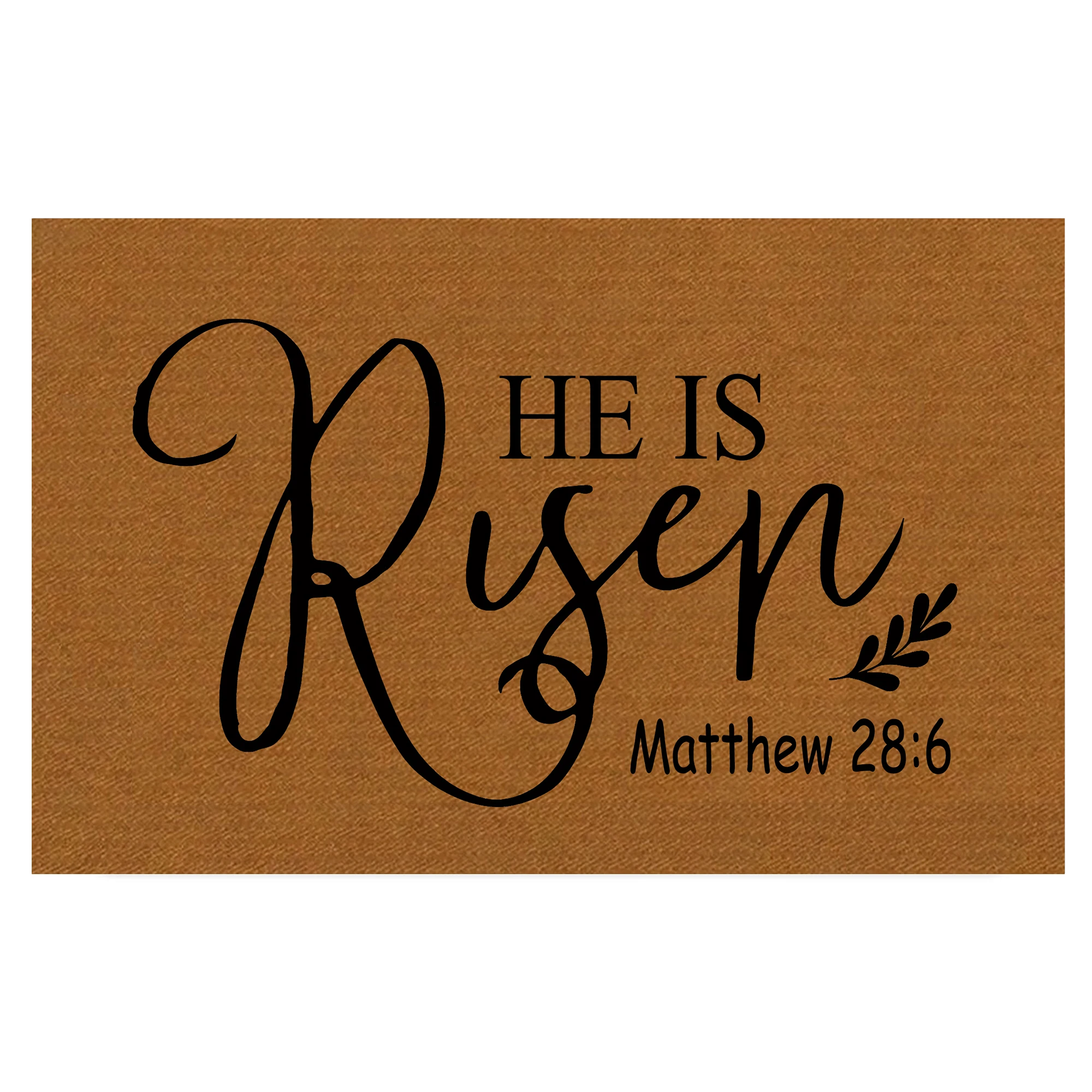 

He Is Risen Matthew 28:6 Christian Doormat Non-woven Rubber Backed Welcome Mat Religious Bible Verse Floor Rug for Easter Home