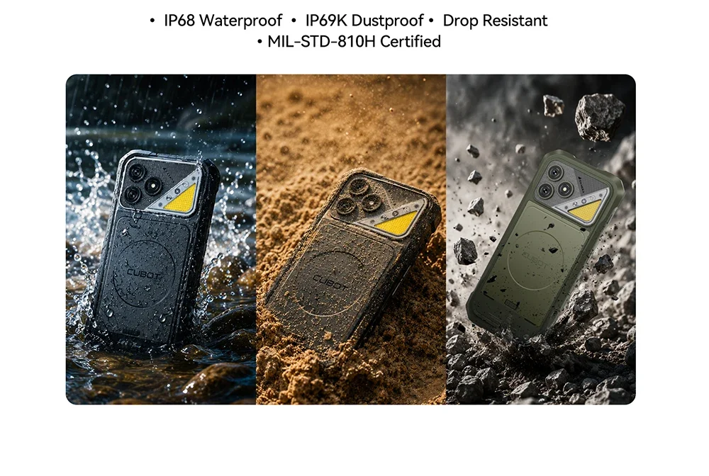 Cubot Kingkong Dura Rugged Android Smartphone 16 20Gb(8+12) & 32Gb(12+20) Ram, 128Gb/256Gb Rom, 6.88" 120Hz Display, Nfc, Face Id & Fingerprint Unlock