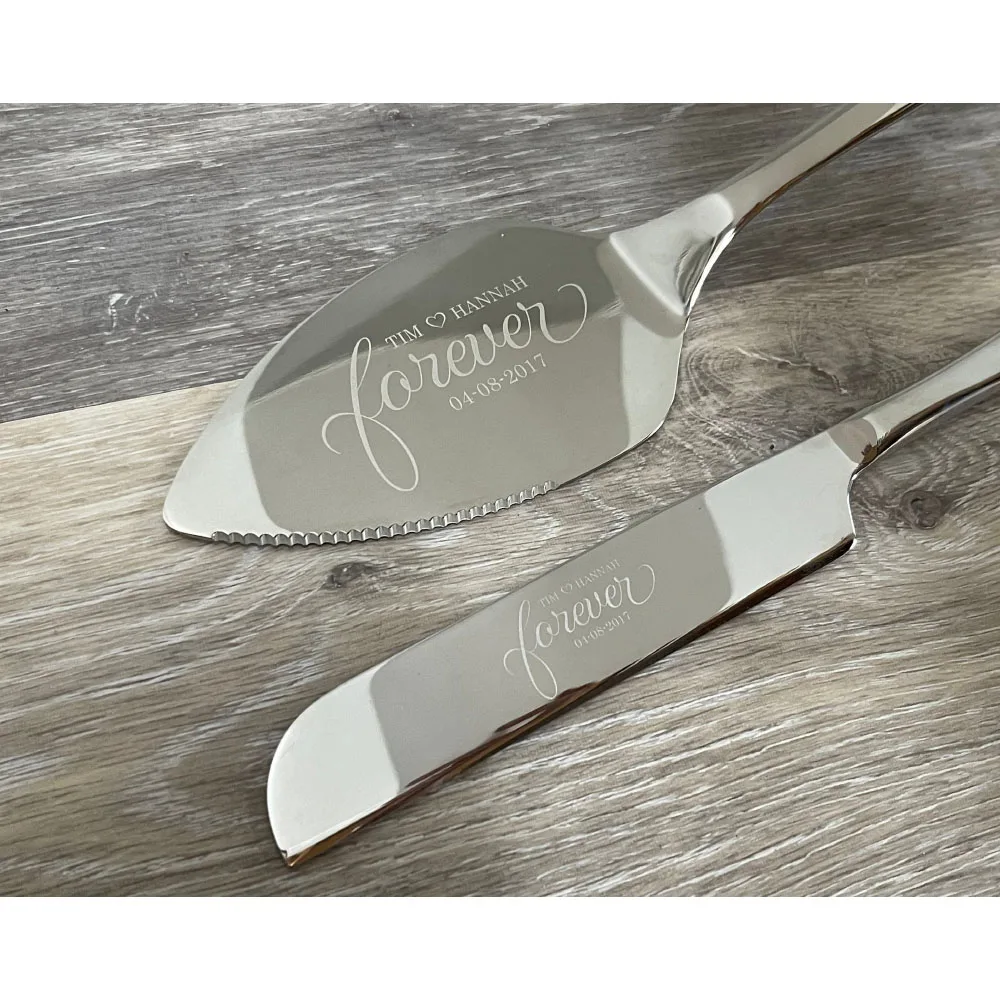 Personalized Cake Cutting Knife Set For Wedding Party Wedding Souvenirs Cake Cutting Knife Gift Laser Engraved Anniversary Cake