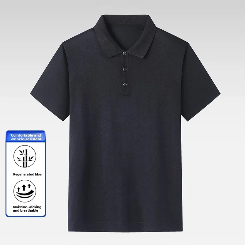 

Men's Busin irt Summer New Sle ort Sve Flip Collar Elastic Anti-Wrinkle Breathable Loose Fit Youthful Energy