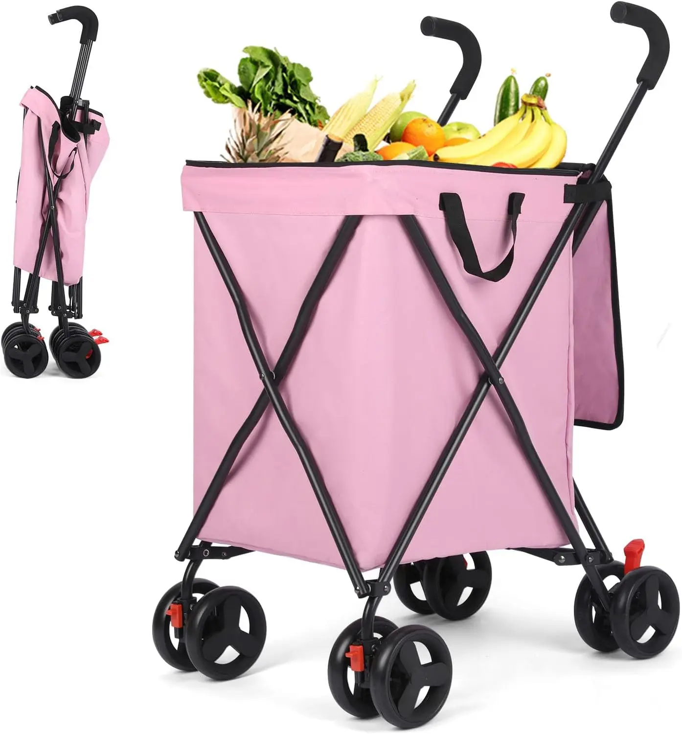 

Transit Folding Shopping and Utility Cart, 360 Double Front Swivel Wheels, Compact Folding, Oxford Cloth Liner Water-Resistant H