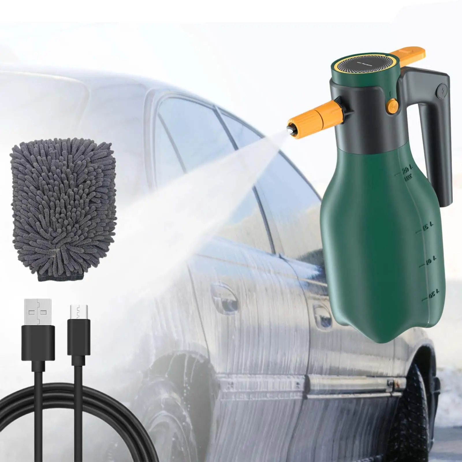 

2 Liters Car Electric Foaming Sprayer with Towel Handheld for Car Cleaning