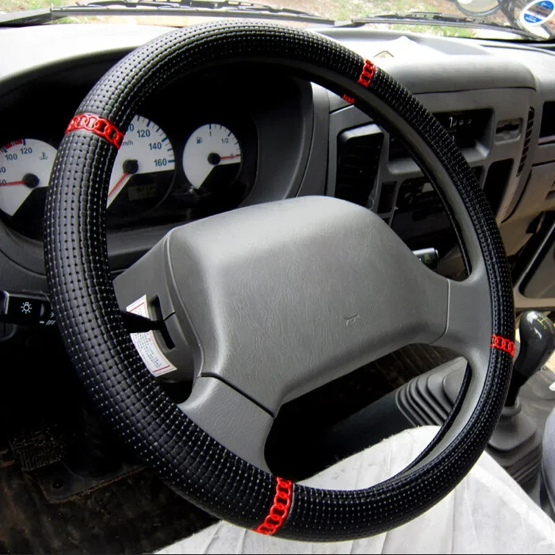 36 38 40 42 45 47 50cm Truck Bus Car Woven Leather Steering Wheel Covers Summer Breathable Steering Wheel Cover Truck