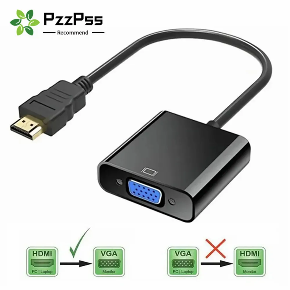 Kabel Adapter HDMI do VGA kompatybilny z 1080P HDMI męski do VGA żeńskiego konwerter wideo cyfrowo-analogowego do laptopa PC TV, pudełko PS4