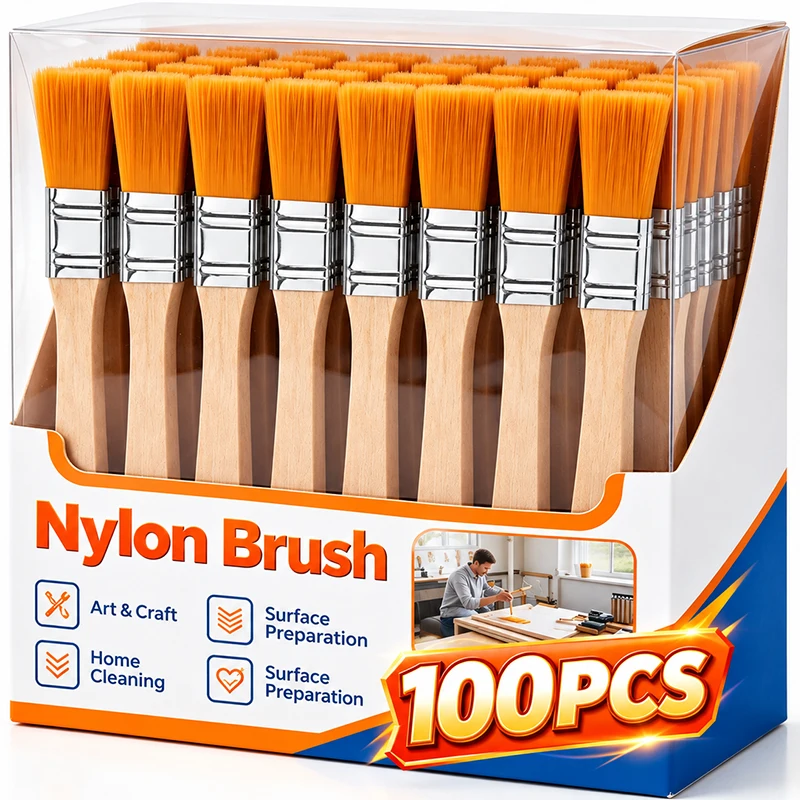 Paint Brushes Set Nylon Soft Bristle Wooden Handle Brushes for Oil Painting Dusting Watercolor Cleaning Hand Tools Wholesale