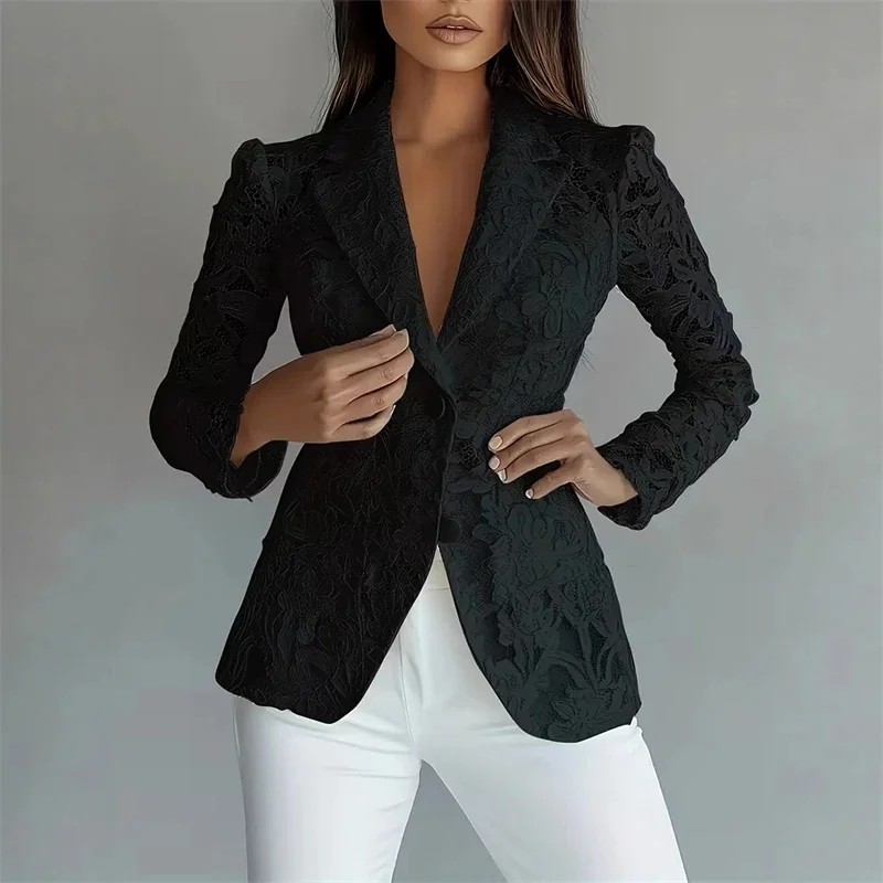 

Элегантный приталенный блейзер с вырезами в форме лепестков, пэчворк, для женщин, для офиса, вечеринок, свиданий, свадеб, шикарный подарок