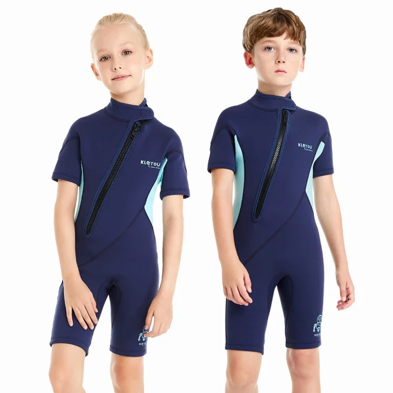 Kids Surfing Wetsuit 2mm Neoprene Shorty Diving Suit For Boys Scuba Thermal Swimwear Girls Thick Swimsuit Children Wet Suits