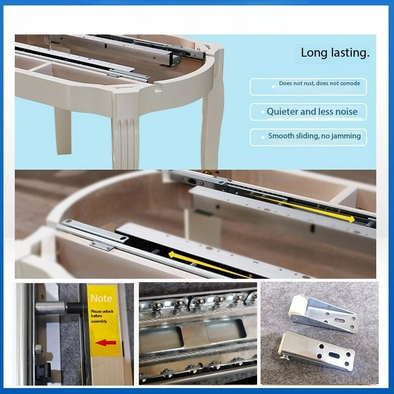 

Telescopic dining table flap automatic lifting guide rail folding table wire track