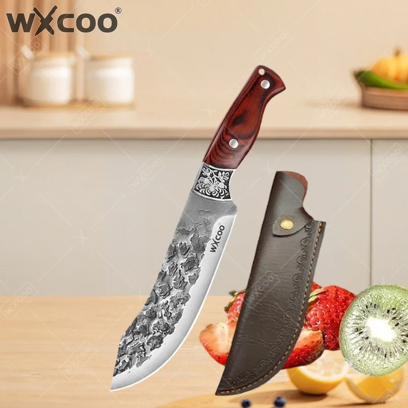 WXCOO 1~6PCS Kitchen Accessories Butcher Knife Hand-Forged Meat Cleaver Knife Kitchen Stainless Steel Boning Knife Wooden Handle
