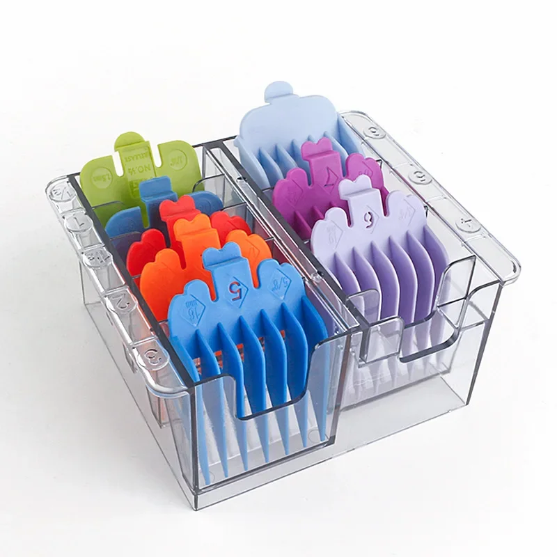 Plastic Blade Organizer 8 Blades Guide Limit Comb Storage Box Case Rack Clipper Comb Holder Salon Hairdressing Barber Tool