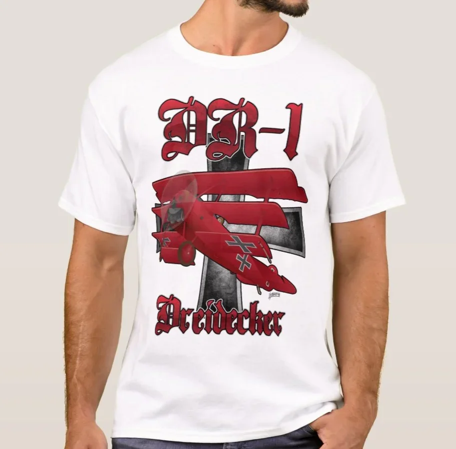 DR1 Fokker Red Baron Triplane WWI Warbird T-Shirt 100% Cotton O-Neck Short Sleeve Summer Casual Mens T-shirt Streetwear