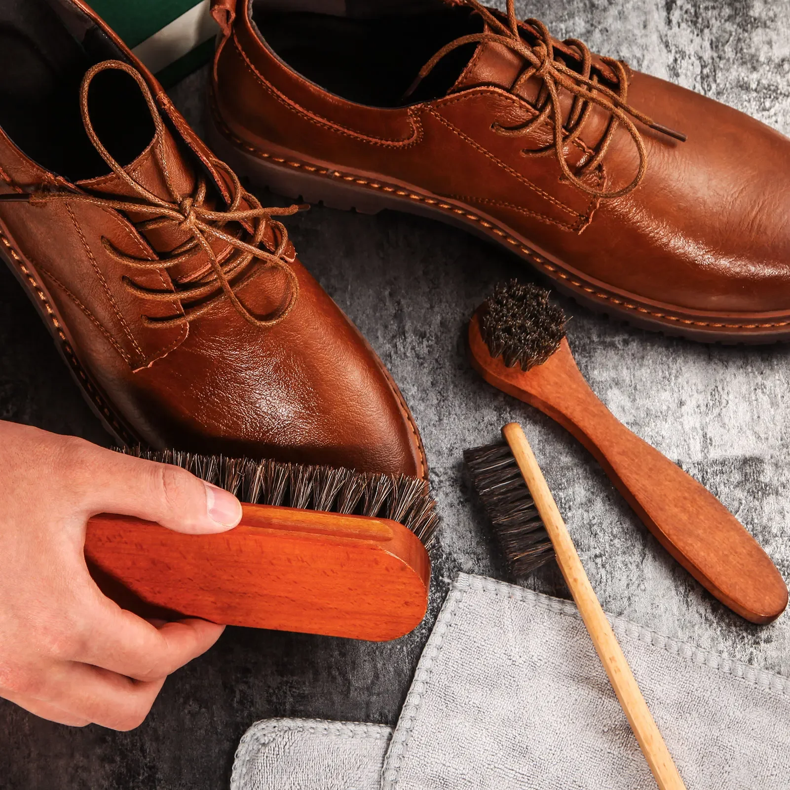 Kit de cepillo para zapatos con brillo de crin, aplicador de pulido, limpieza de zapatos, cepillo para el cuidado de botas, cepillo de limpieza de