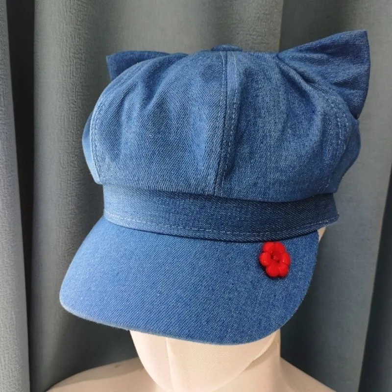 أنيمي لعبة الرعب Miside مجنون ميتا تأثيري لطيف القط الأذن الحلو مثمنة قبعة لعب الأدوار الأزرق قبعة النساء هالوين الدعائم الطرف