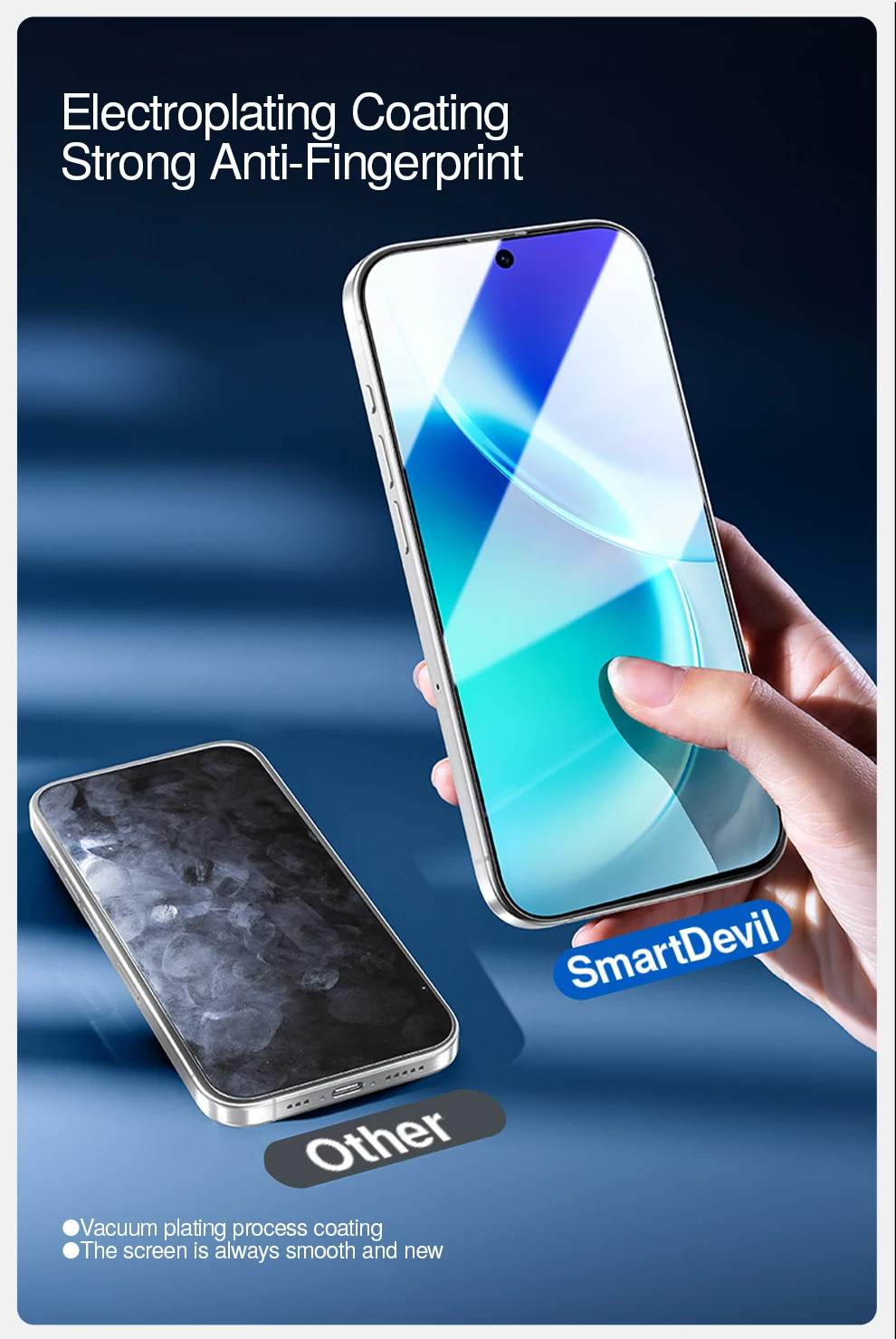 SmartDevil 2PCS Displayschutzfolie für Vivo X200 Pro Mini X300 HD Anti-Blaulicht-Hartglas Nicht vollständige Abdeckung Anti-Fingerabdruck – Detail 6