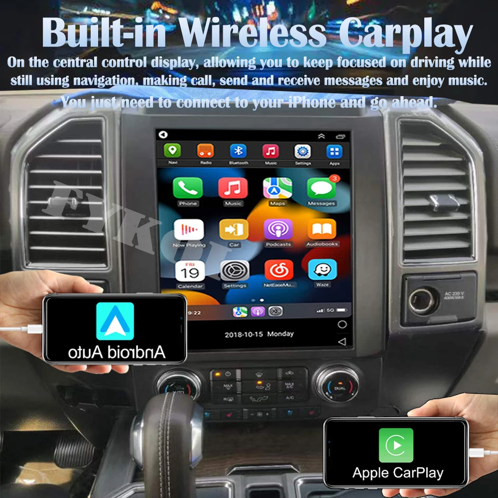 Android 13カーラジオ,wifi,DSP, GPSナビゲーション,テスラスタイル,CarPlay,Bluetooth, 4G,フォードF150車用 (2016-2021)