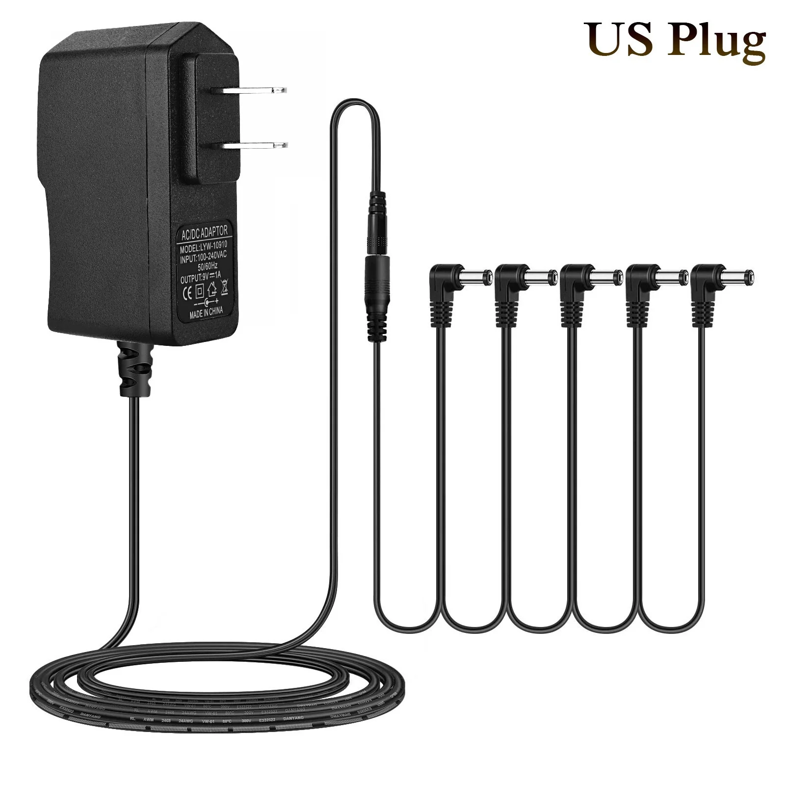 Gitarrenpedal-Stromversorgungsadapter 9V DC US UK EU Stecker & Minus 5-Wege-Daisy-Chain-Kabel Kompatibel mit den Meisten Gitarrenpedalen – Detail 5
