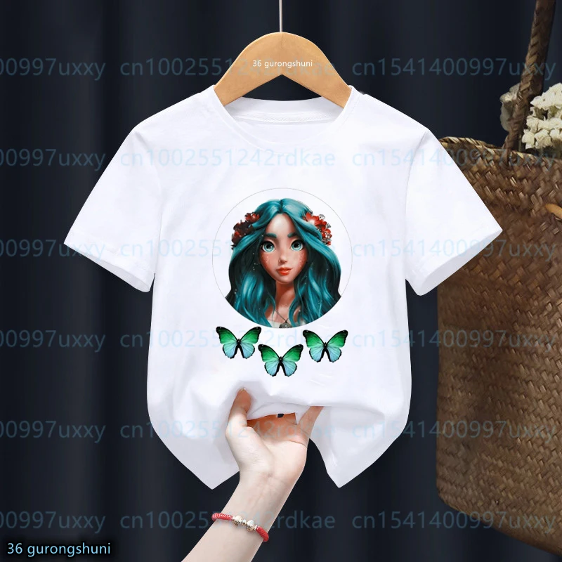 T-shirt for girls New Movie Mavka: The Forest Song Cartoon Print T-Shirt For Kids Summer Fashion Girls Clothing White Shirt Top