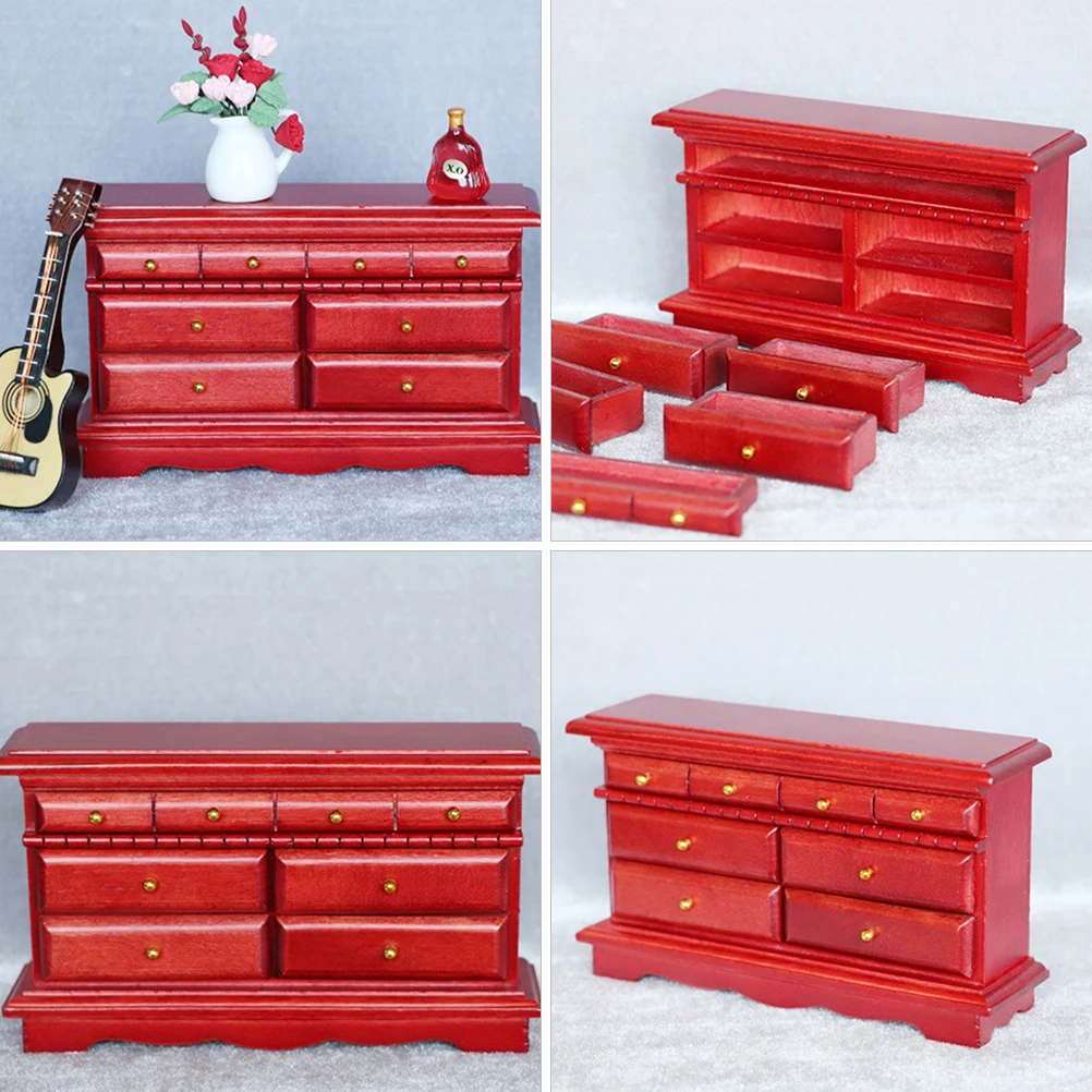 

Mini Chest of Drawers Dressing Table Small House Wooden Bedside Miniature Furniture Decorate Ornaments