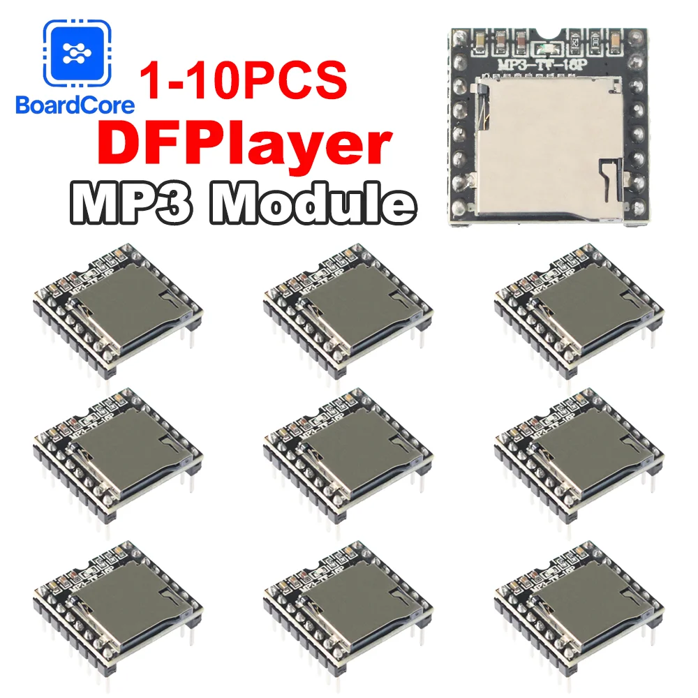 1-10pcs DFPlayer Mini MP3 Module UART Control SD TF Card Audio Player 3.3V-5V IO Serial Port Voice Board MP3-TF-16P for Arduino