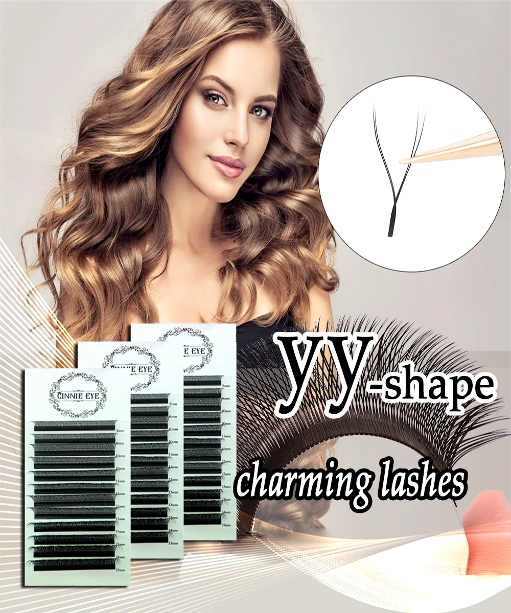 YY Lash Extensions Y-Form Volumen Wimpern 3D Faux Cil Vorgefertigte Fächer Lash Cluster Makeup Classic Individuelles Wimpernbündel CIlios – Detail 1