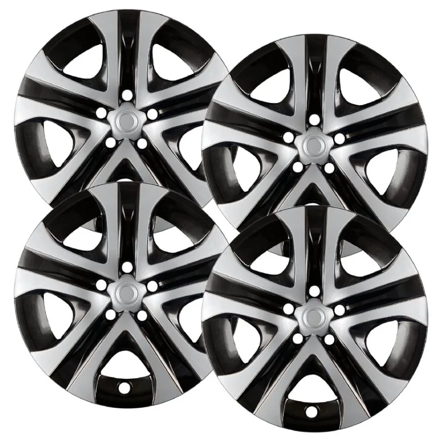 

Premium Quality 17" Silver and Black Hubcaps fits 2013 2014 2015 2016 2017 and 2018 Toyota Rav4 Heavy Duty Construction Set of
