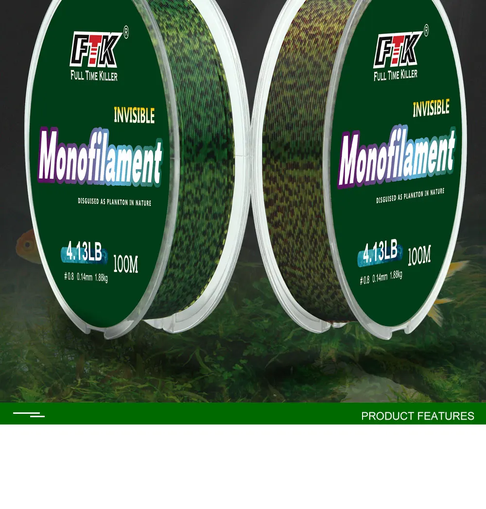 FTK 100/300/500 m Unsichtbare Angelschnur Speckle Fluorkohlenstoff-Beschichtungsschnur 0,14 mm-0,50 mm 4,13 LB-34,32 LB Superstarke gefleckte Schnur – Detail 2