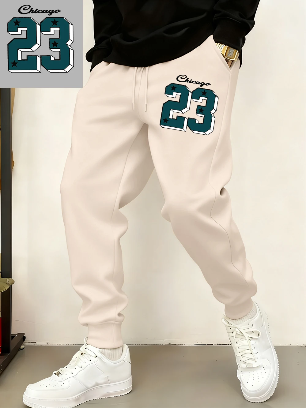 

Спортивные штаны Chicago 23, мужские базовые свободные брюки, повседневные флисовые теплые брюки с эластичной резинкой на талии, зимняя мужская одежда с карманами