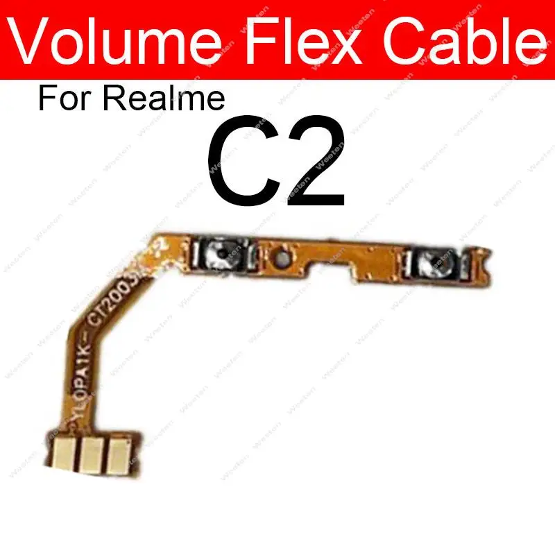 For Realme C11 C12 C15 C17 C1 C2 C3 Power Volume Button Flex Cable Side Volume Power On OFF Keys Ribbon Repair Parts