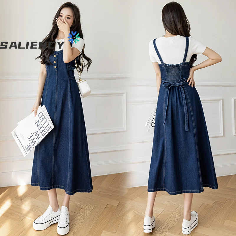 

Plus Size Cowboy Strappy Dress Female Spring 2023 Korean Fashion Waist Thin Halter Dress Lady Elegant for Women S-5xl