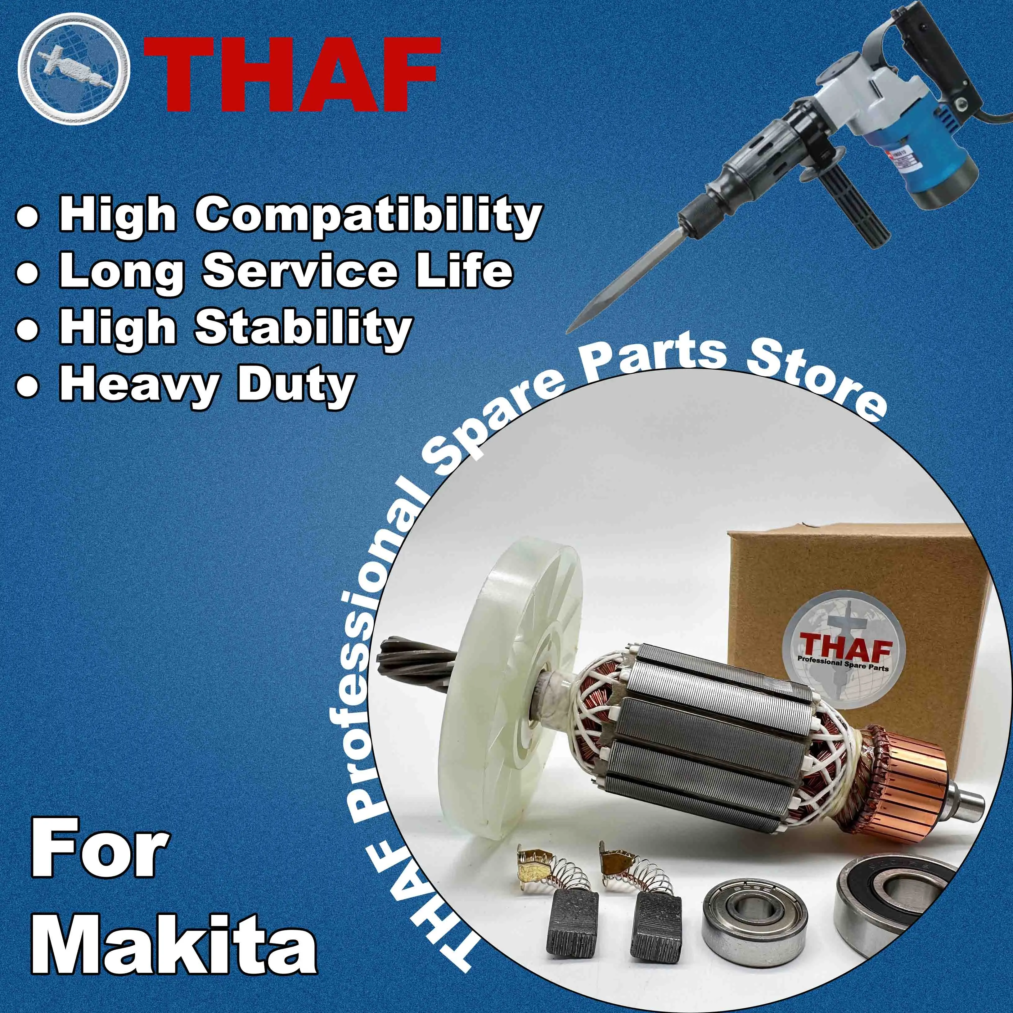 AC 220V 240V HM0810 HM0810T Armature Rotor For MAKITA Hammer Drill Spare Parts Rotary Hammer Breaker 516148-3