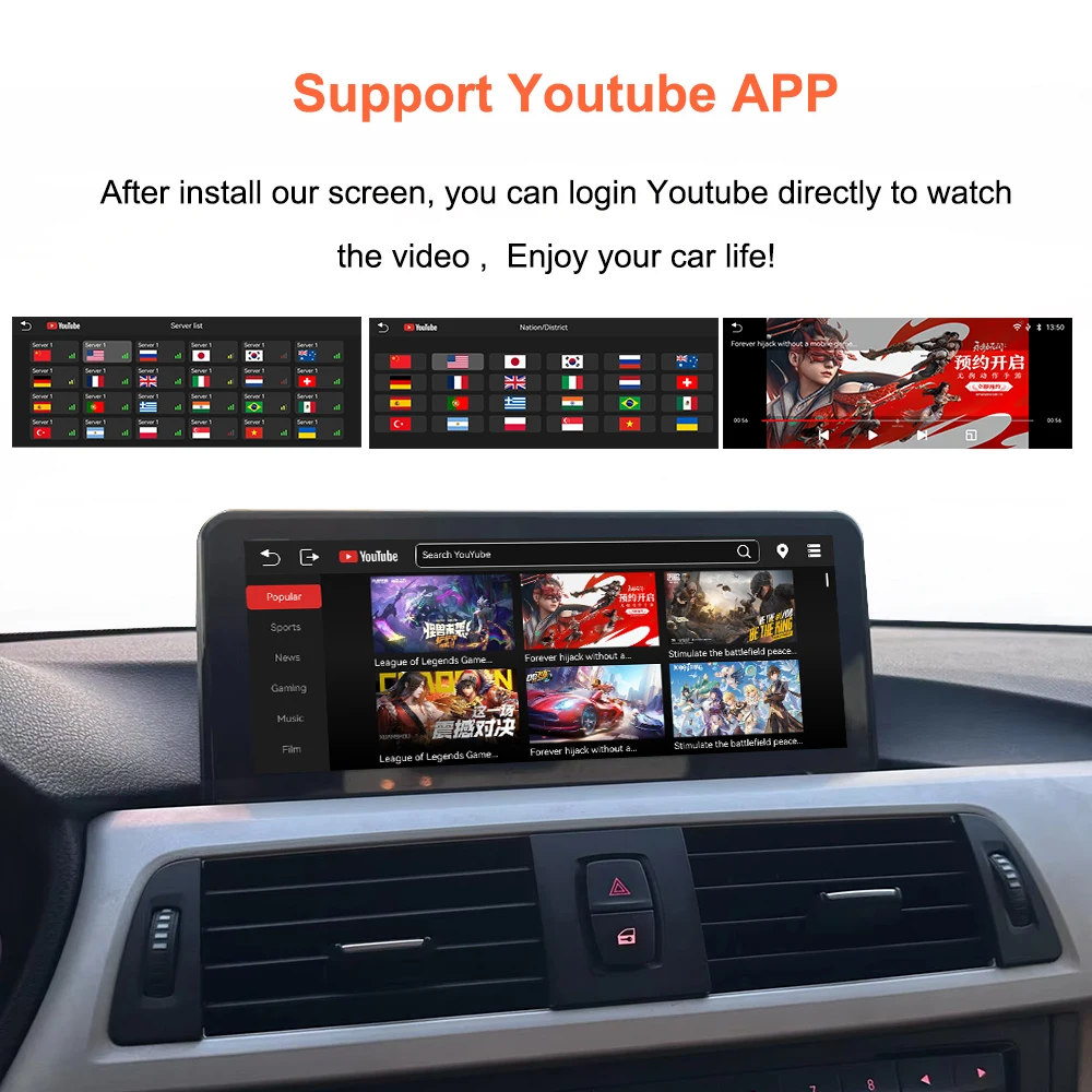 Sistema estéreo para coche Bonroad de 10.25 pulgadas con Linux, Carplay y Android para BMW Serie 1/2/3/4 F20 F21 F23 F30 F31 F32 F33 F34 F35 F36 NBT 2013-2017 5