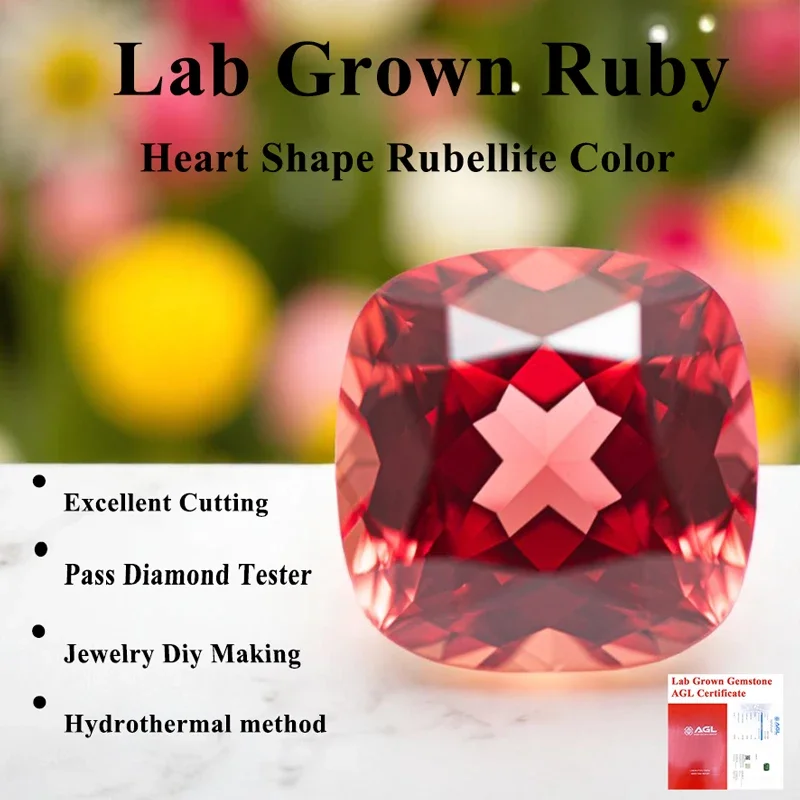 

Sunset Red Color Lab Grown Sapphire Square Cushion VVS1 Selectable AGL Certificate Charms Beads for Diy Jewelry Making Materials