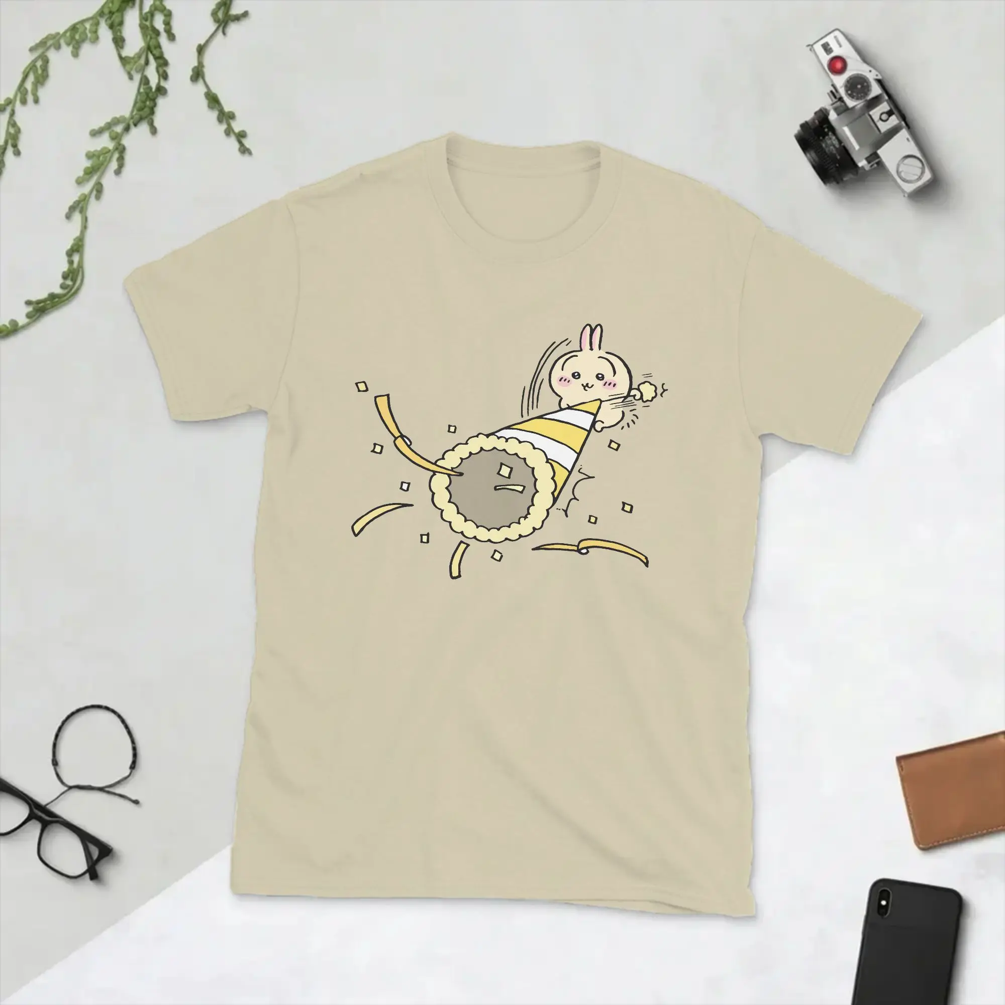 Chiikawas Usagi Men's T Shirt  Vintage Tee Shirt Short Sleeve Crew Neck T-Shirt Cotton Gift Clothes