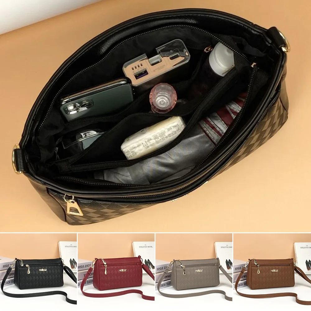 

Fashion Versatile Crossbody Bag PU Leather Large Capacity Mother Bag Multi-layer Shoulder Bag for Women