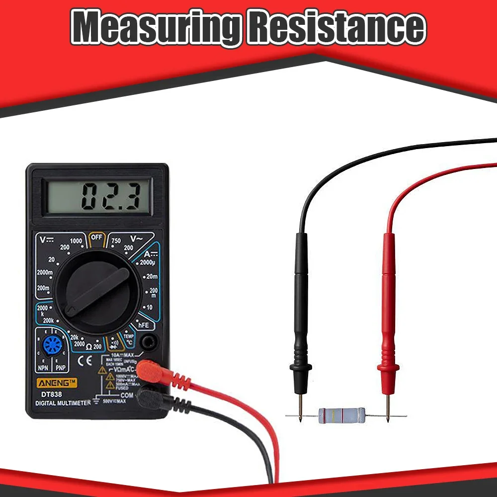 Mini Handheld Digital Multimeter, DT830B LCD Digital Multimeter AC DC Voltage Gauge with 750/1000V High Safety Voltmeter Ammeter