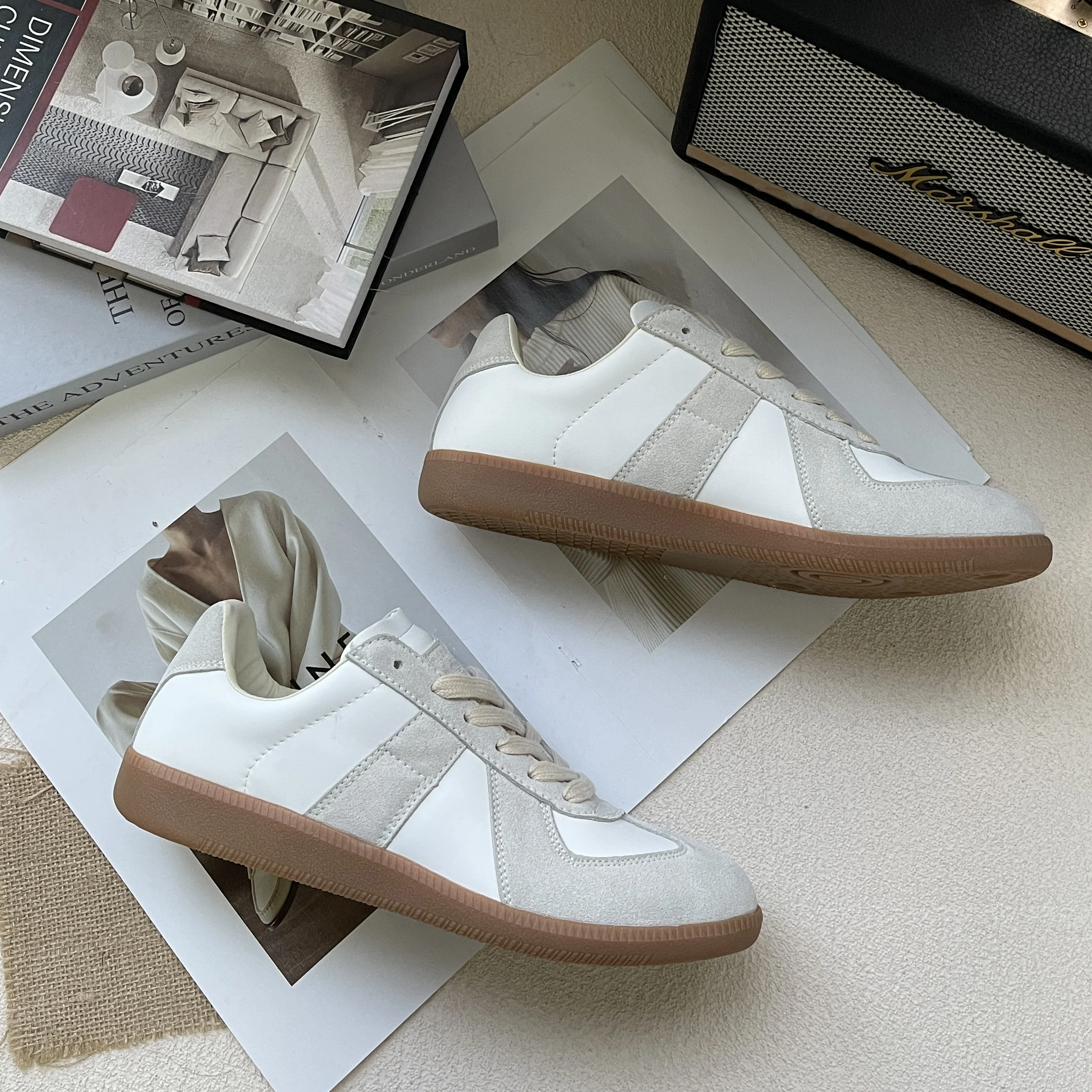 Retro Margiela Sneakers Genuine Leather German Army Trainers Luxury Soft Flat Casual Shoes Men Women Spring Autumn Walking
