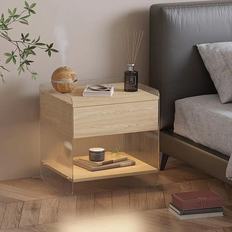 Acrylic storage bedside table Modern simple bedroom Small bedside table Storage locker Household drawer type